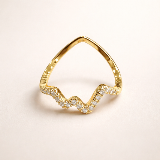 Gold V Shape Diamond Ring for Women | Luxeira Jewels