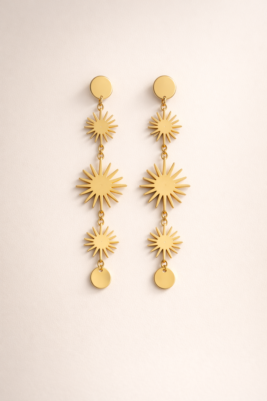 Elegant Gold Sunburst Drop Earrings for Women | Luxeira Jewelry