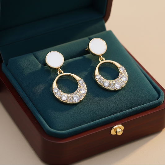 Crystal Circle Drop Earrings