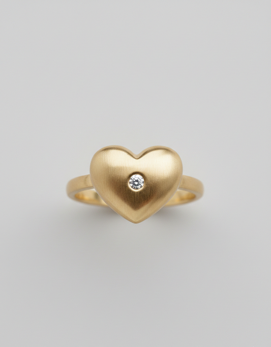 Gold Heart Solitaire Ring