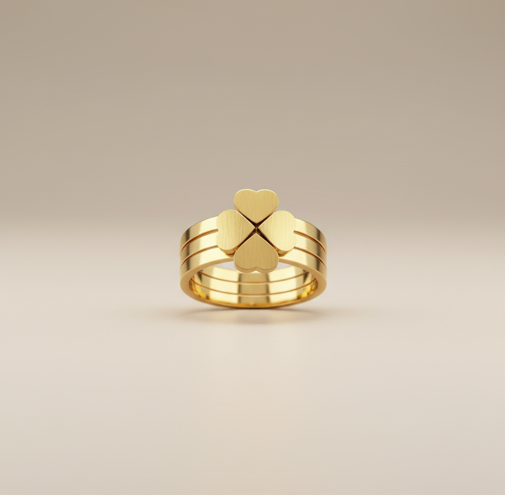 Heart Stackable Gold Ring | Elegant Love Symbol Designer Ring for Women (Combo Of 3)