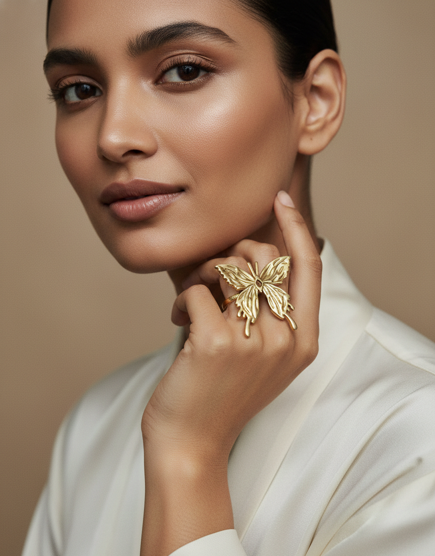 Golden Butterfly Designed Ring