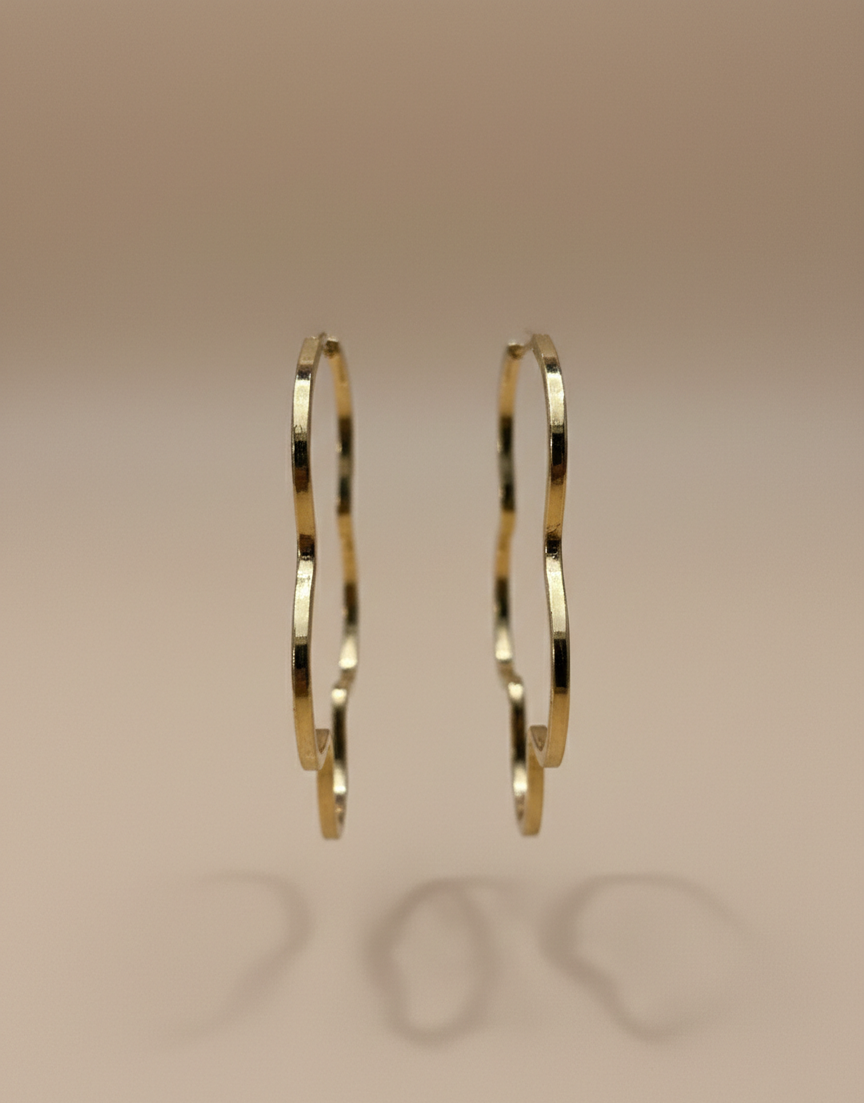 Gold Anti Tranish, Wavy Hoop Earrings for Women