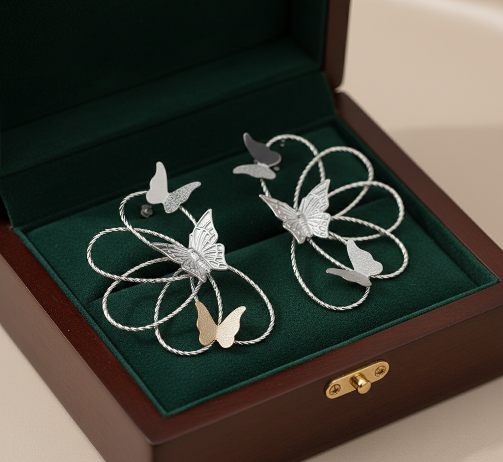 Silver-tone butterfly Earrings | Luxeira Jewelry