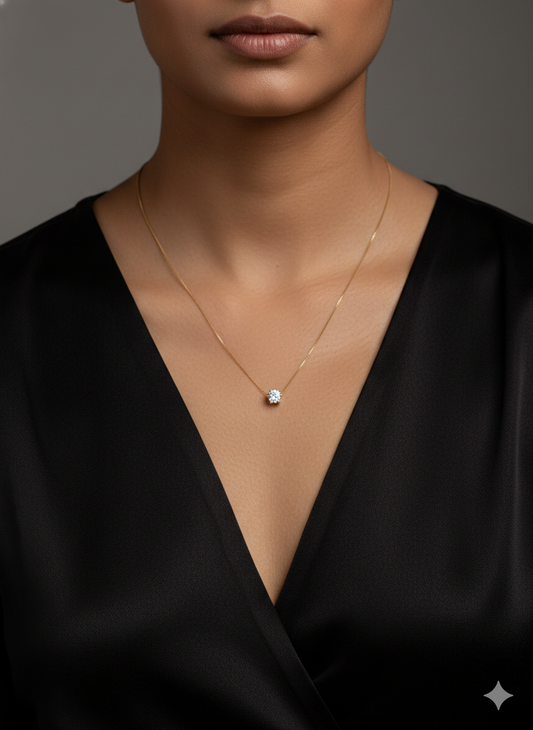 Luxeira Solitaire Diamond Gold Pendant Necklace