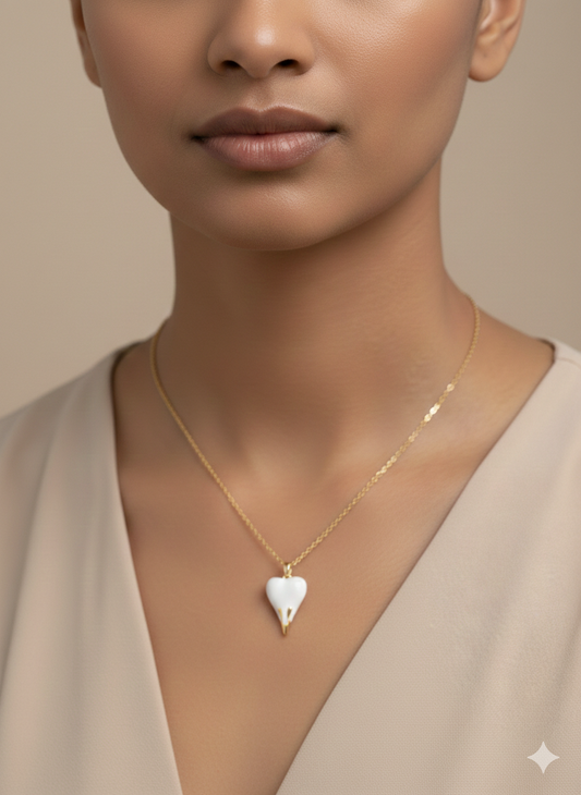 White Gold Heart Pendant Necklace for Women | Elegant Love Charm Necklace | Minimal Luxury Jewelry | Luxeira Jewels
