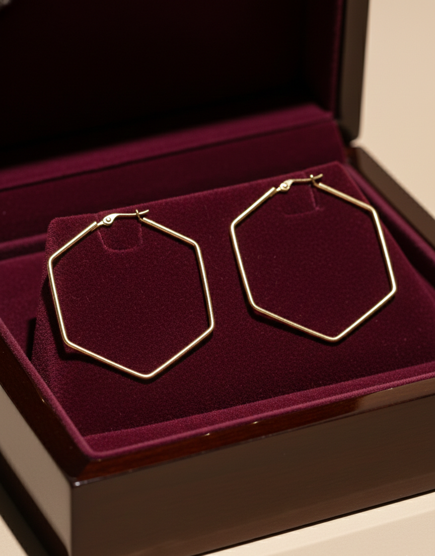 Modern Gold-Plated Hexagon Hoop Earrings for Women