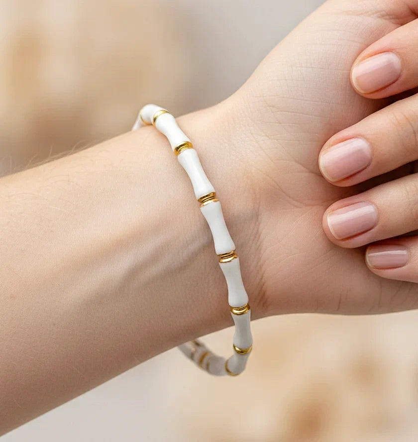 Luxeira White Bamboo Gold Bracelet