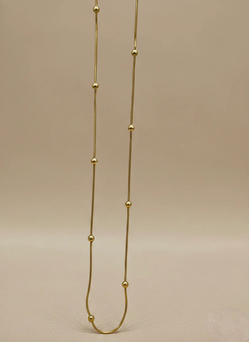 Luxeira Minimal Gold Bead Chain Necklace