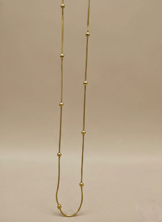 Luxeira Minimal Gold Bead Chain Necklace