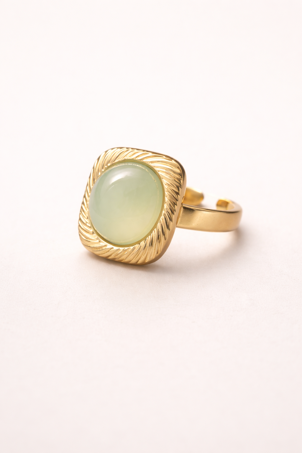 Elegant Green Stone Adjustable Ring for Women
