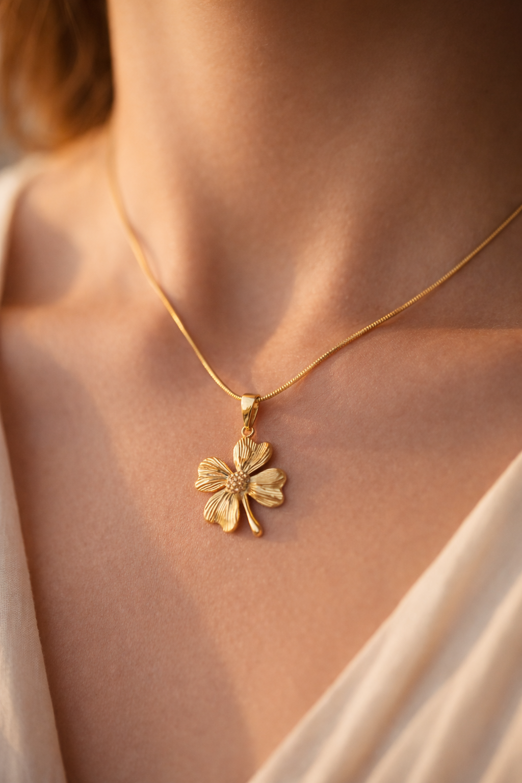 Floral Gold Pendant Necklace for Women