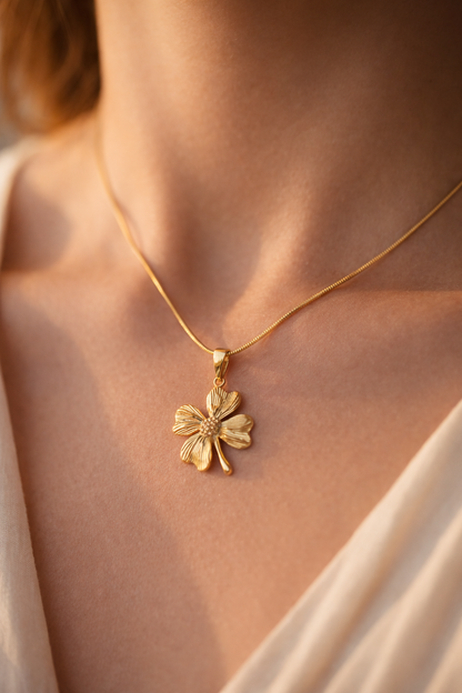 Floral Gold Pendant Necklace for Women