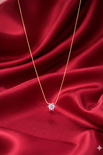 Luxeira Solitaire Diamond Gold Pendant Necklace