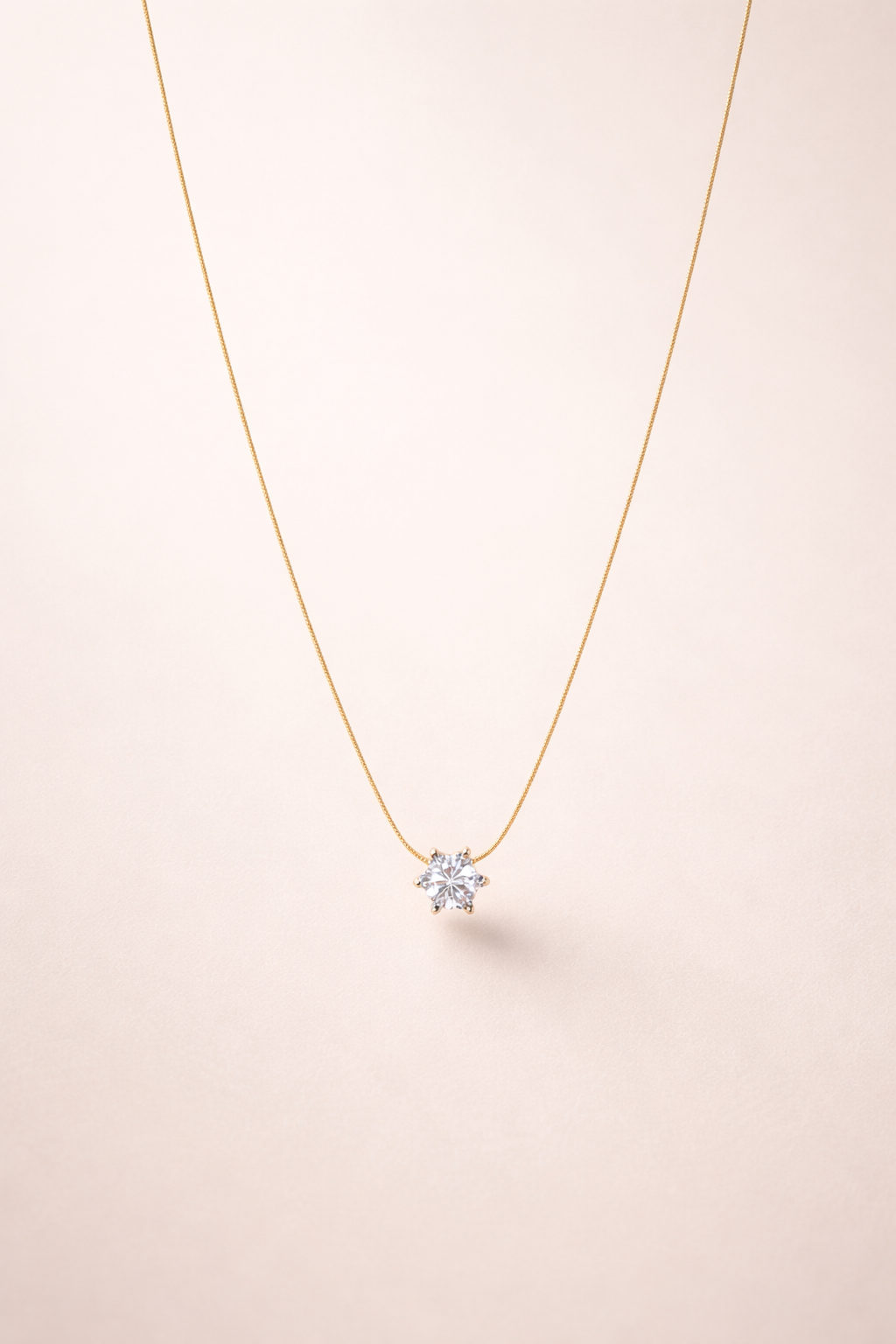 Luxeira Solitaire Diamond Gold Pendant Necklace