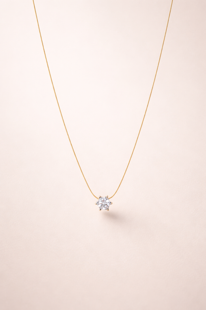 Luxeira Solitaire Diamond Gold Pendant Necklace