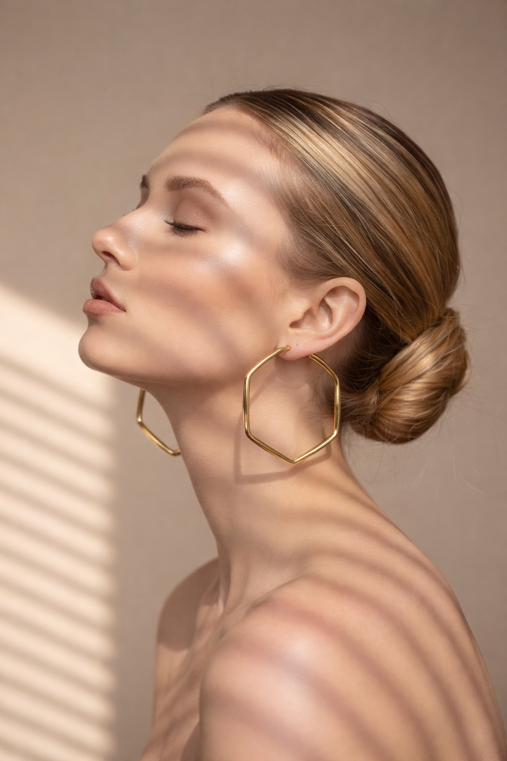 Modern Gold-Plated Hexagon Hoop Earrings for Women