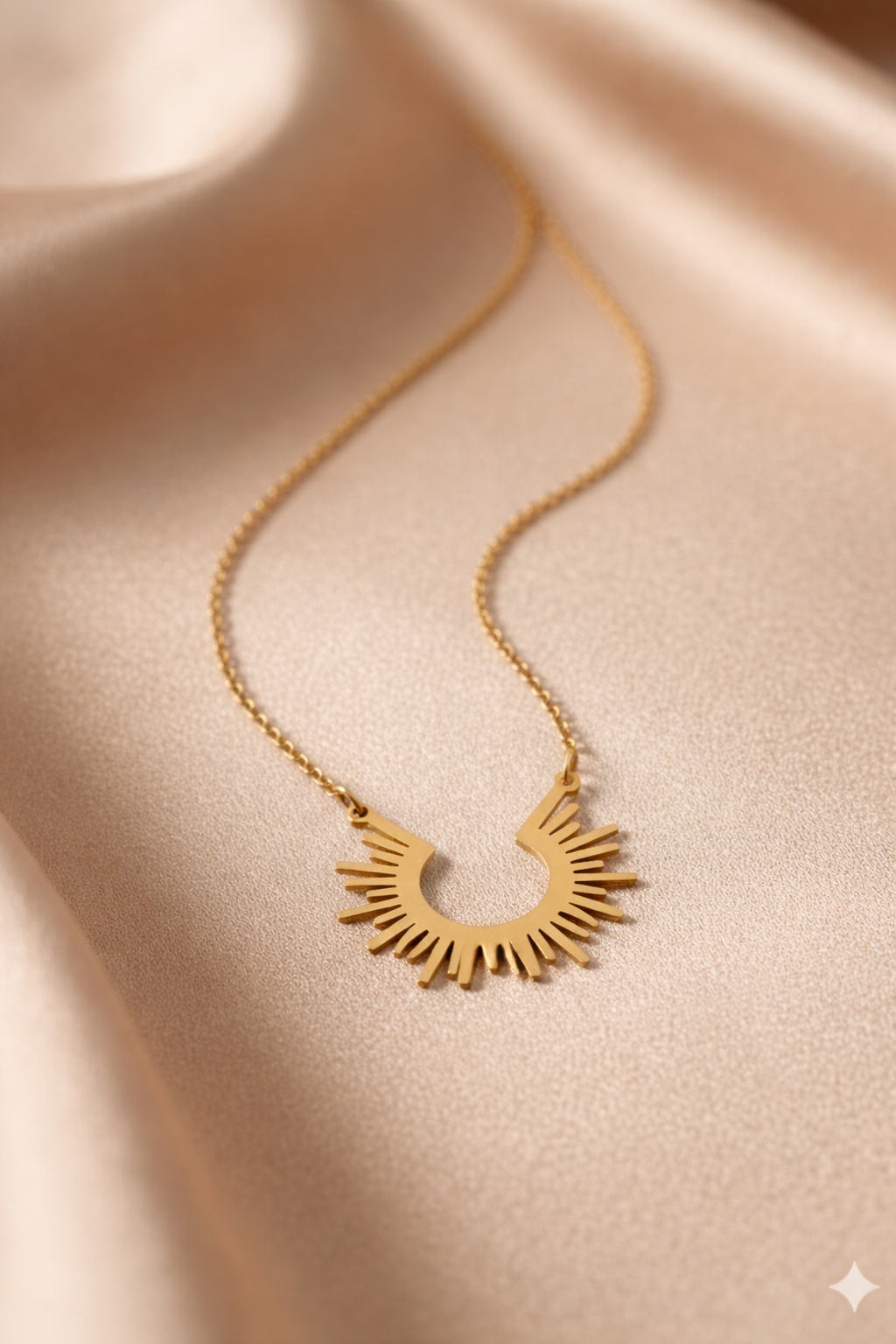 Luxeira Sunburst Gold Pendant Necklace