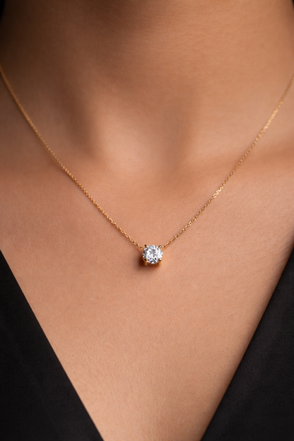 Luxeira Solitaire Diamond Gold Pendant Necklace
