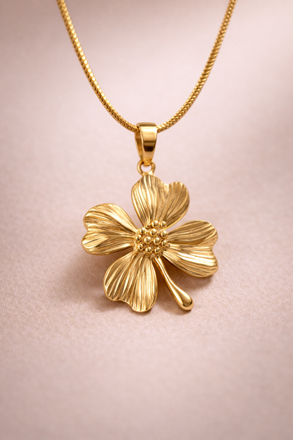 Floral Gold Pendant Necklace for Women