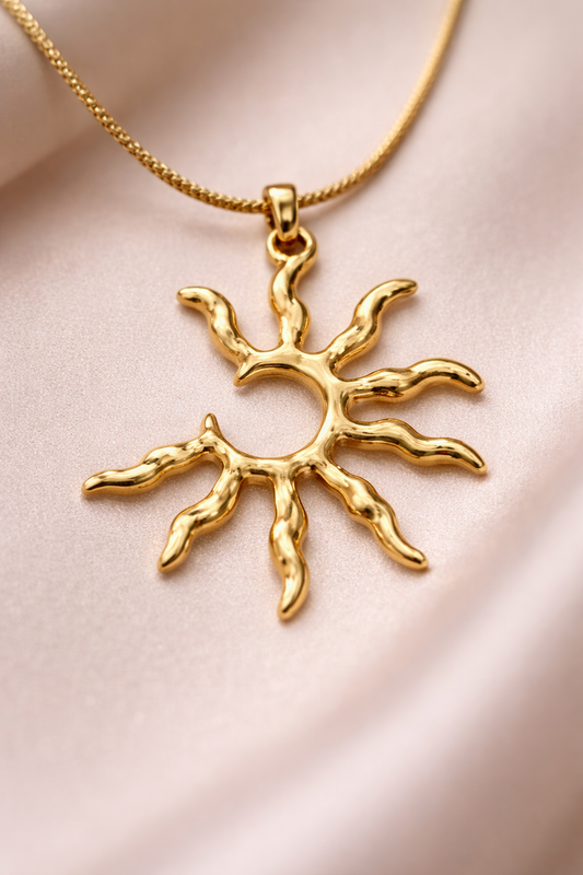 Modern Celestial Sun Gold Necklace for Women