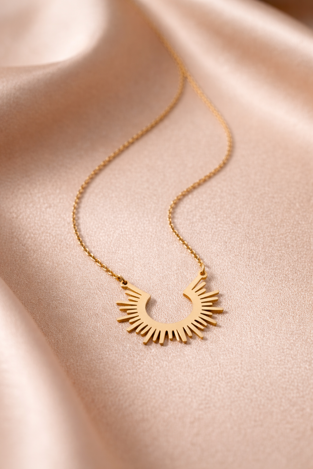 Luxeira Sunburst Gold Pendant Necklace