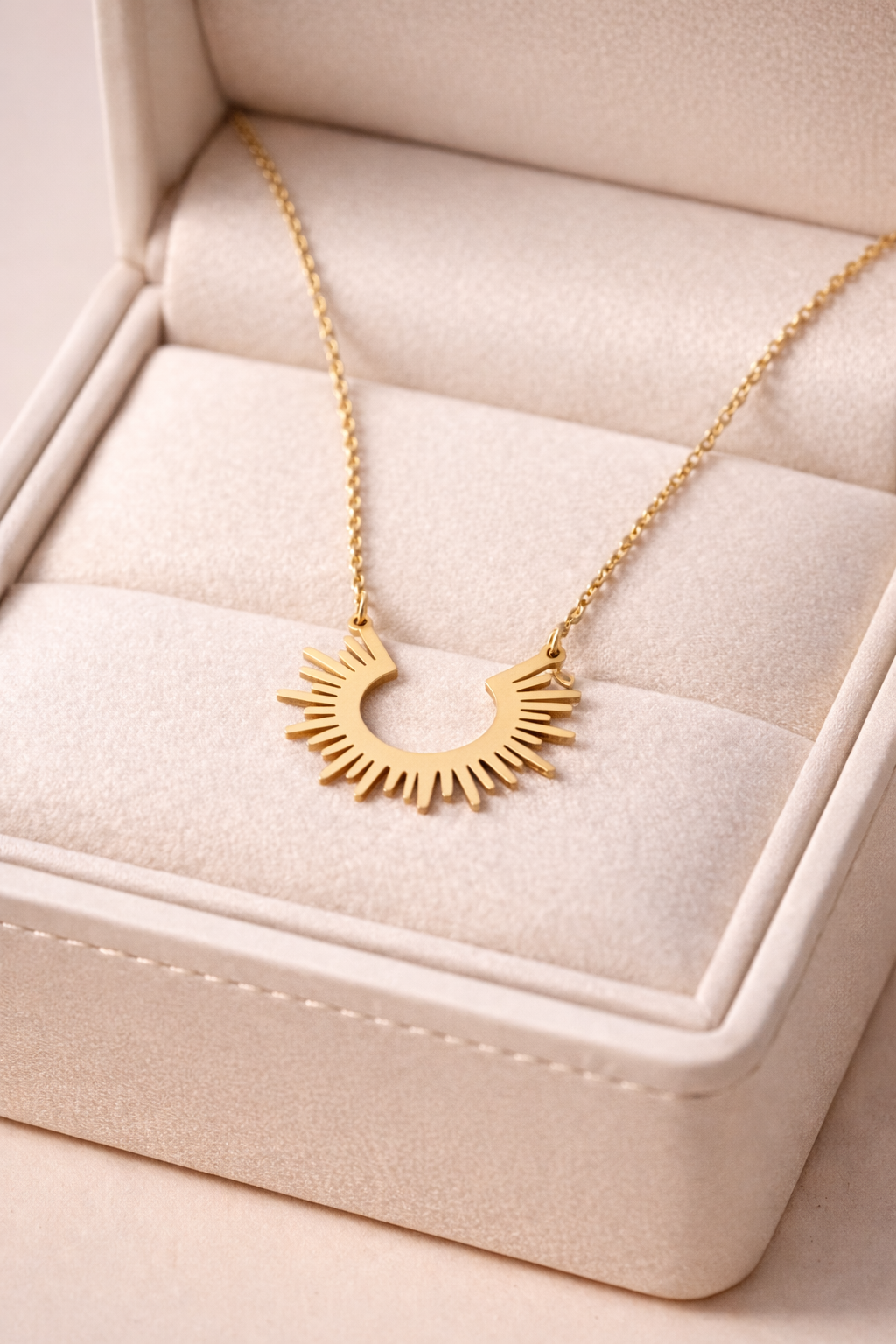 Luxeira Sunburst Gold Pendant Necklace