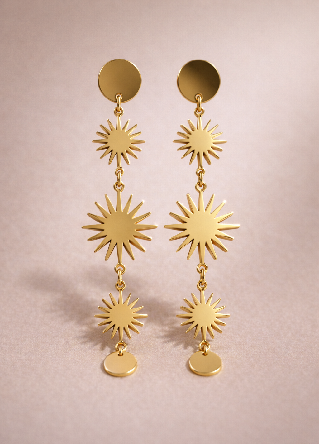 Elegant Gold Sunburst Drop Earrings for Women | Luxeira Jewelry