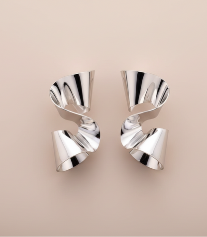 Silver Metal Twisted Stud Earrings – Rare Visual Jewelry