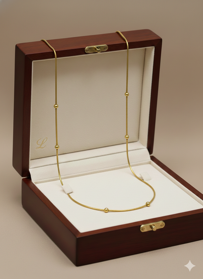 Luxeira Minimal Gold Bead Chain Necklace