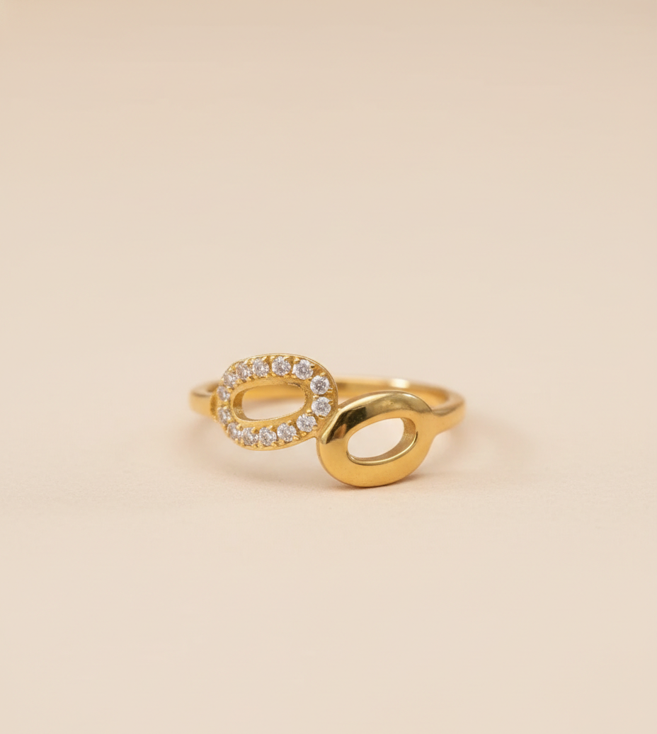 Luxeira Infinity Diamond Gold-Tone Double Oval Ring