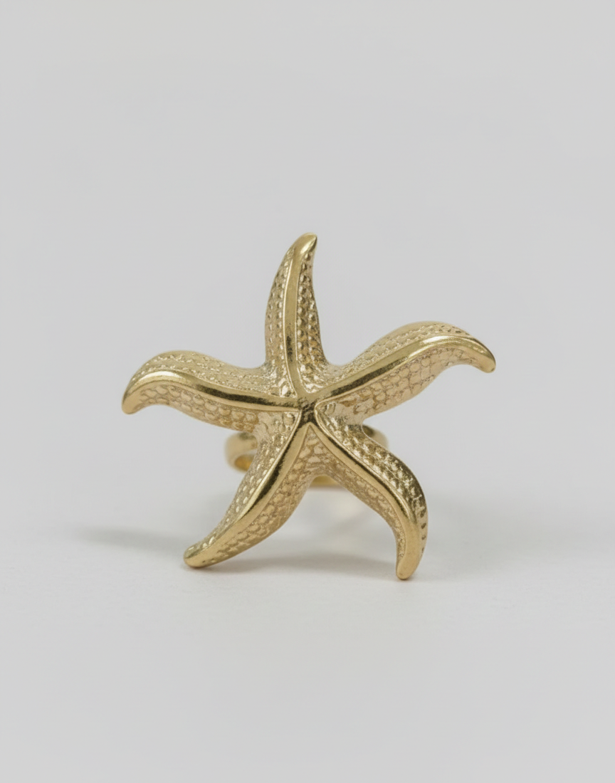 Gold Starfish Statement Ring |  Ocean-Inspired Designer Ring