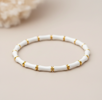 Luxeira White Bamboo Gold Bracelet