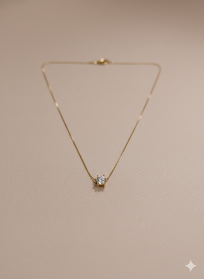 Luxeira Solitaire Diamond Gold Pendant Necklace
