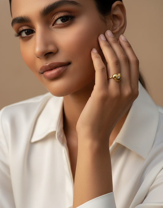 Gold Heart Solitaire Ring