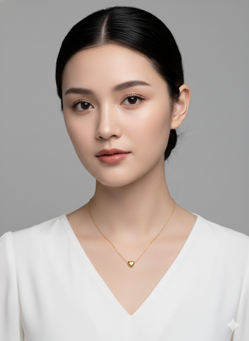 Golden Heart Pendant Necklace for Women