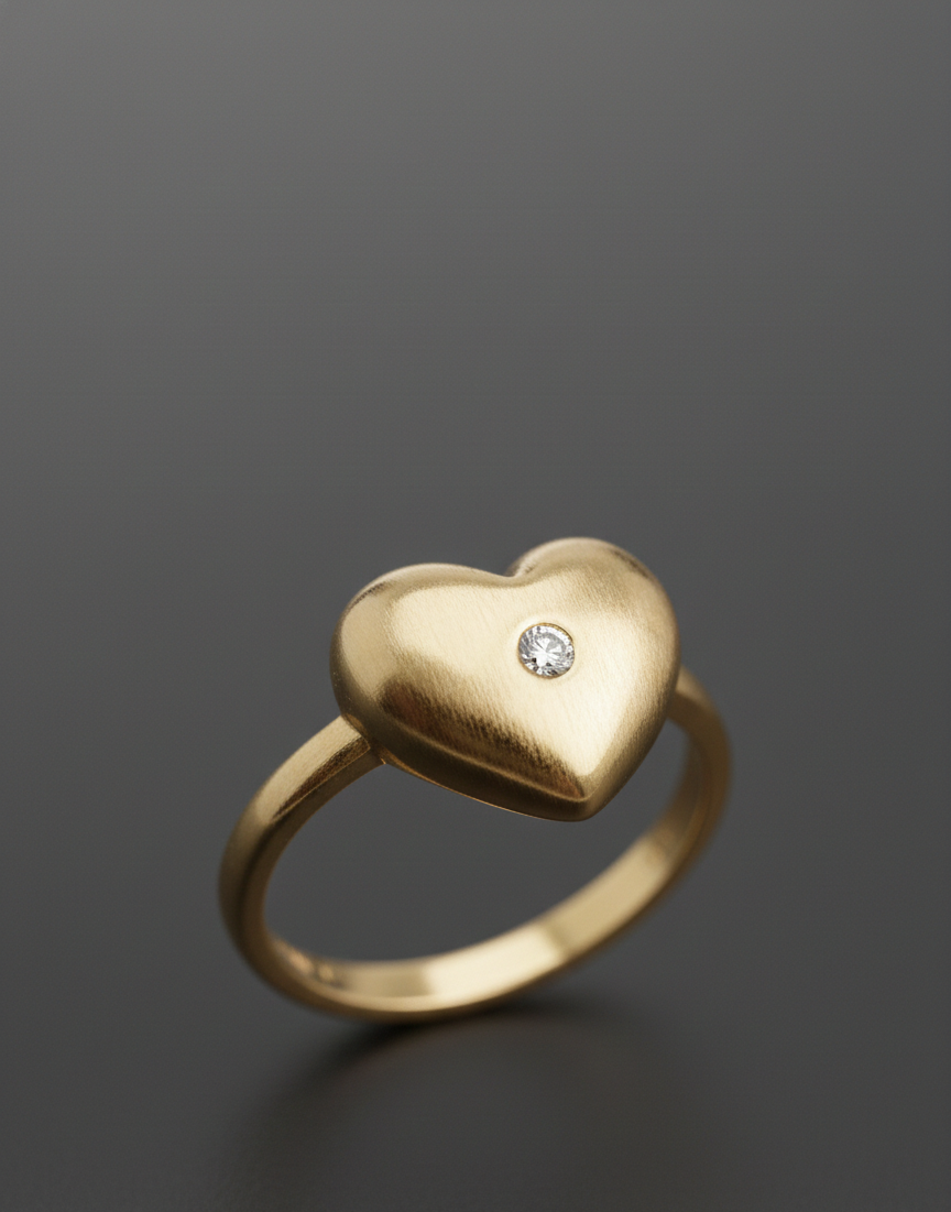 Gold Heart Solitaire Ring