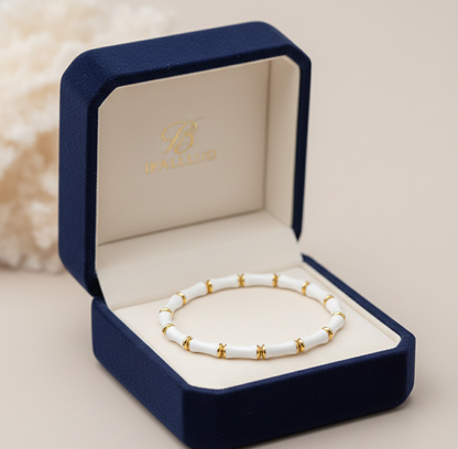 Luxeira White Bamboo Gold Bracelet
