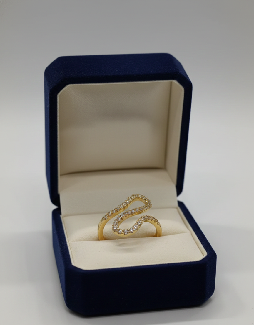 Luxury Crystal Wave Ring for Women