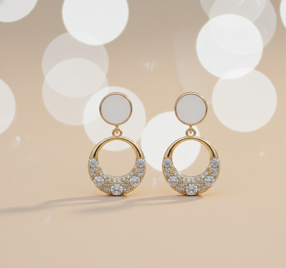 Crystal Circle Drop Earrings