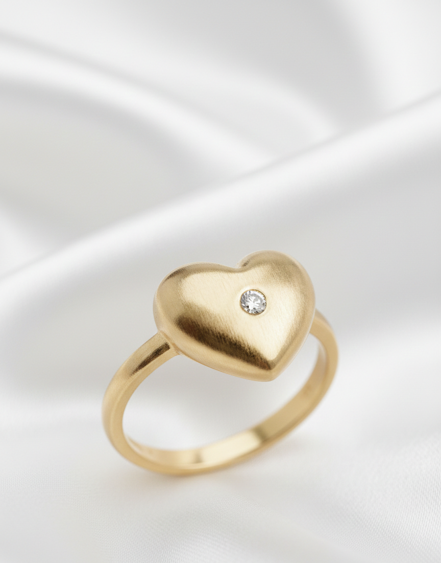 Gold Heart Solitaire Ring