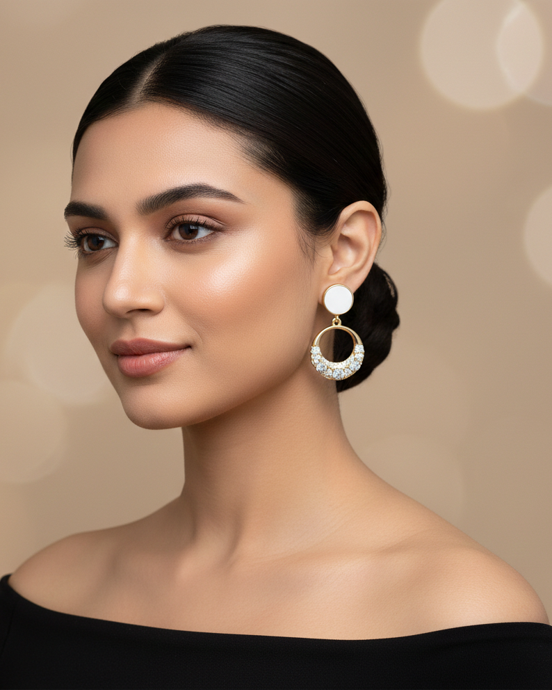 Crystal Circle Drop Earrings