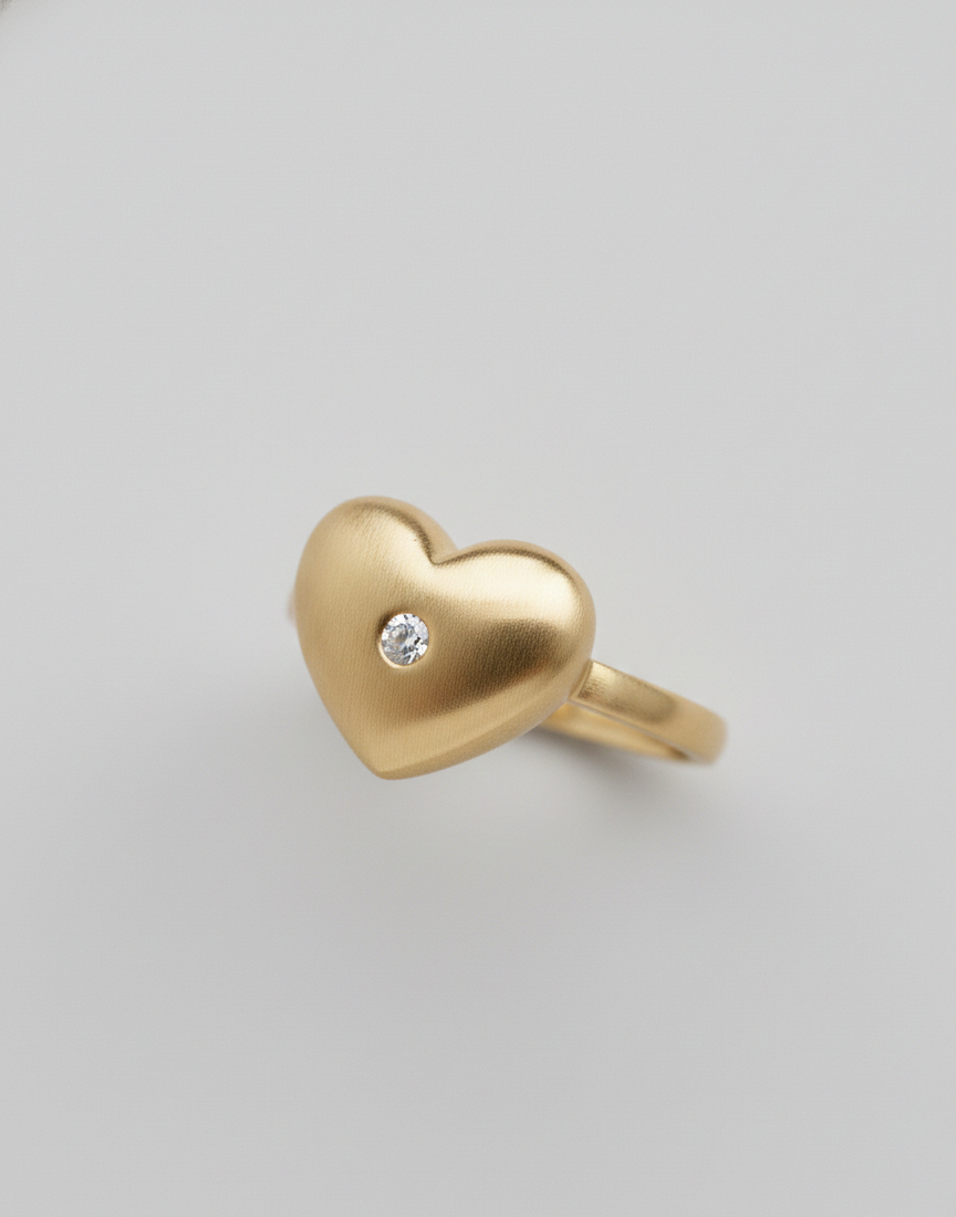 Gold Heart Solitaire Ring