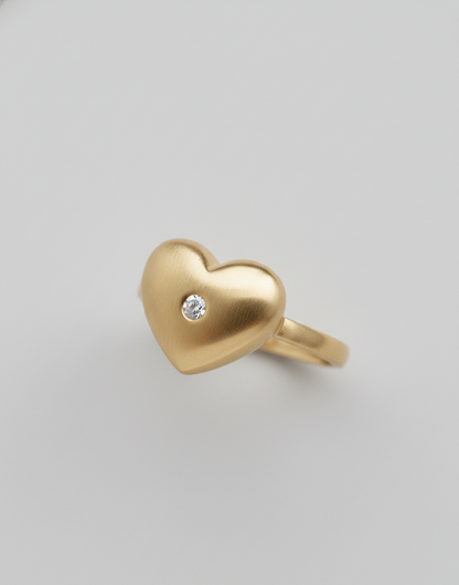 Gold Heart Solitaire Ring