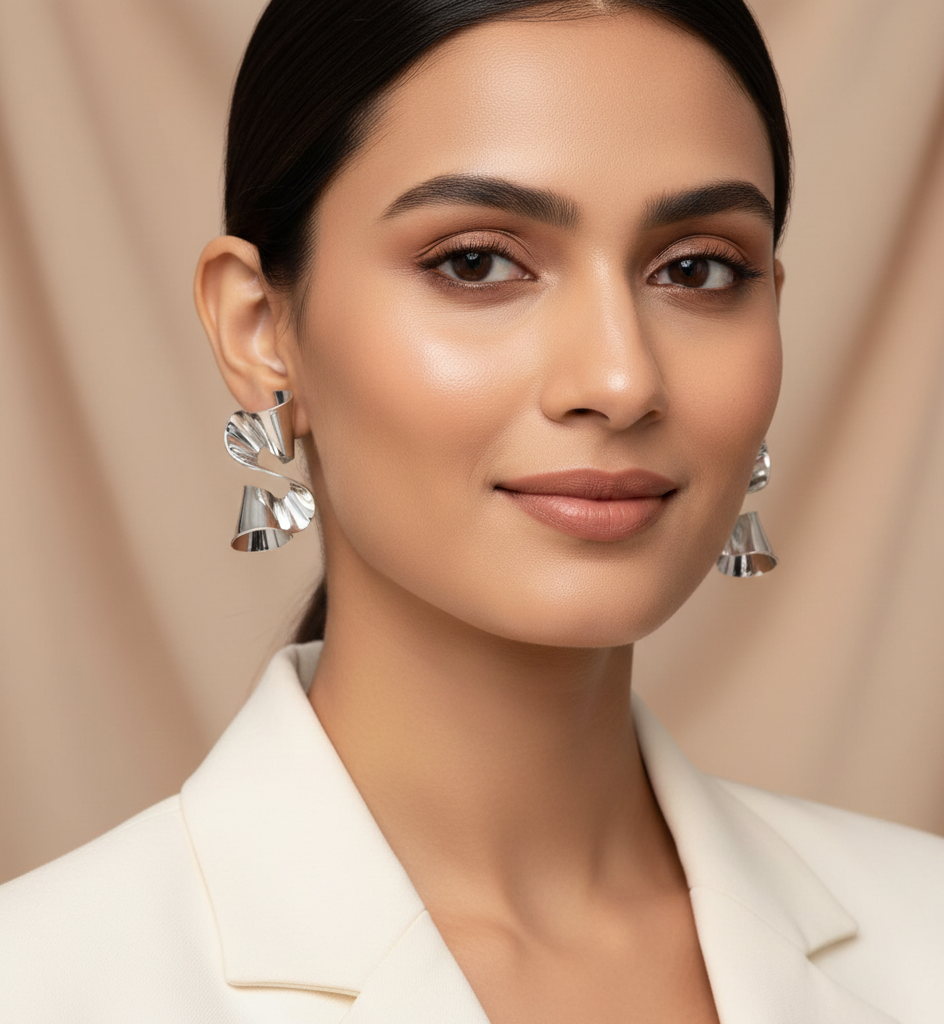 Silver Metal Twisted Stud Earrings – Rare Visual Jewelry