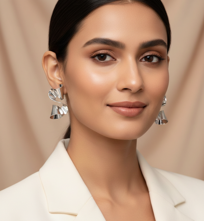 Silver Metal Twisted Stud Earrings – Rare Visual Jewelry