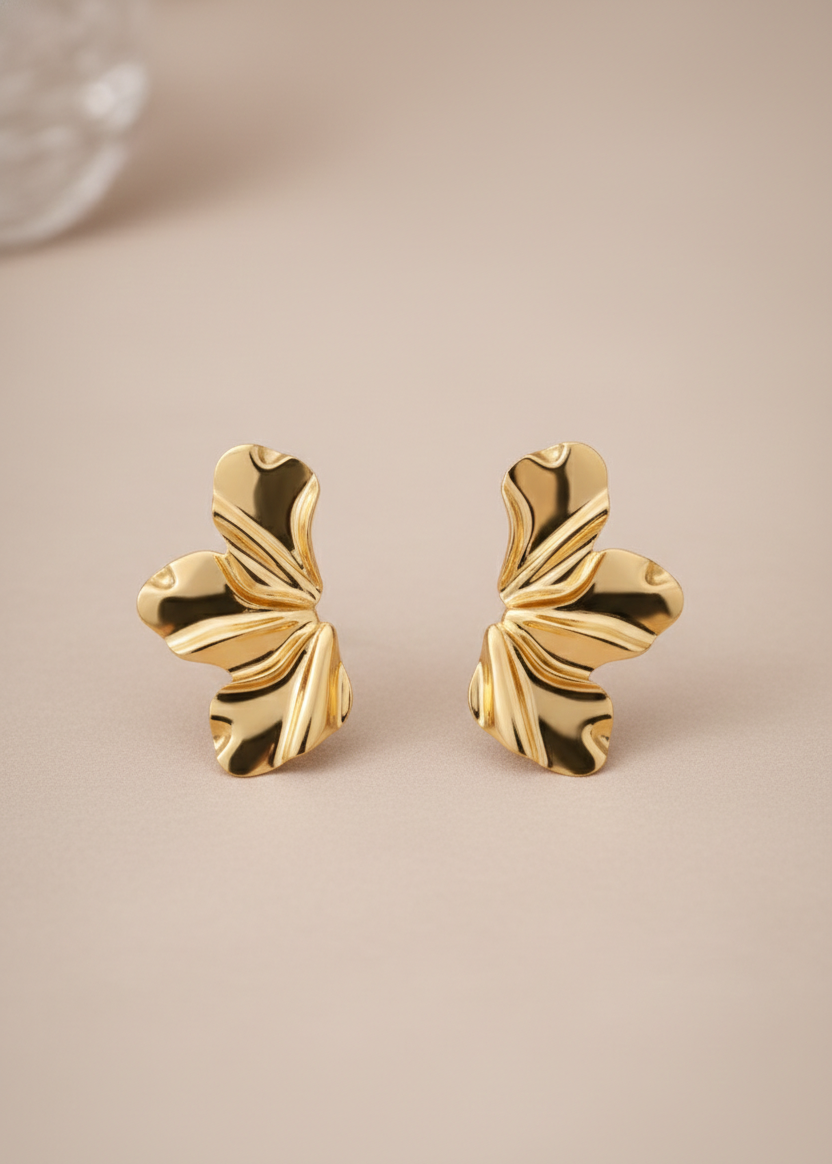 Modern Floral Gold Stud Earrings for Women