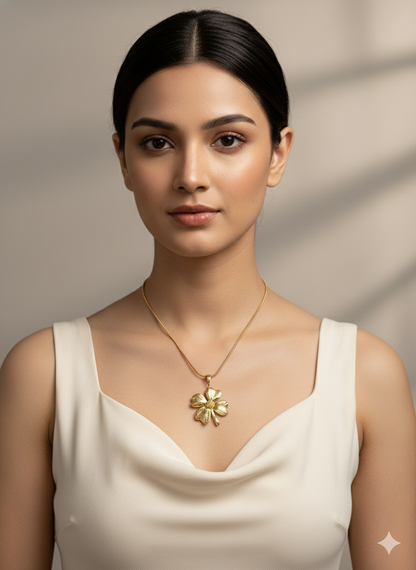 Floral Gold Pendant Necklace for Women