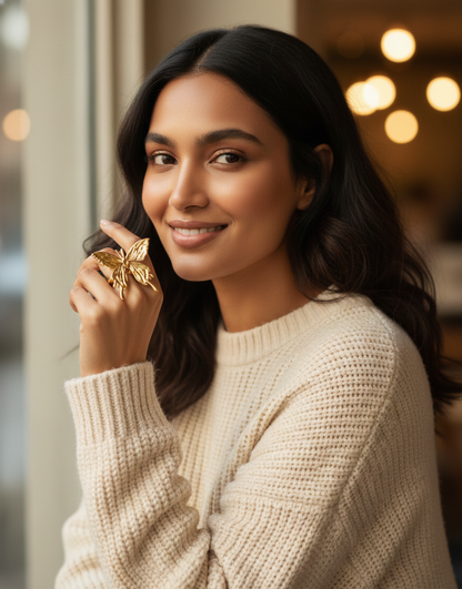 Golden Butterfly Designed Ring
