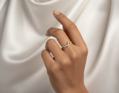 Gold V Shape Diamond Ring for Women | Luxeira Jewels